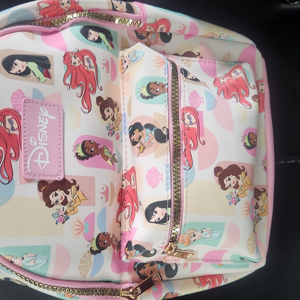Disney Princesses Character Print Mini Backpack - Pink and Cream